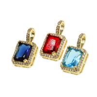 Cubic Zirconia Brass Pendants, Square, gold color plated, micro pave cubic zirconia, more colors for choice, nickel, lead & cadmium free, 21x11x7mm, Hole:Approx 3mm, Sold By PC