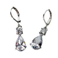 Tibetan Style Lever Back Earring, plated, micro pave cubic zirconia, mixed colors, 9.50x36mm, Sold By PC