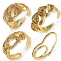Kubni Cirkon Brass Finger Ring, Mesing, pozlaćen, micro utrti kubni cirkonij, više boja za izbor, 40.50x26.50mm, Prodano By PC