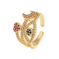 Cubic Zircon Brass Finger Ring gold color plated & micro pave cubic zirconia & for woman Sold By PC