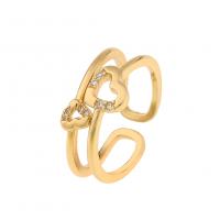 Cubic Zircon Brass δάχτυλο του δακτυλίου, Ορείχαλκος, χρώμα επίχρυσο, διαφορετικά στυλ για την επιλογή & μικρο ανοίξει κυβικά ζιρκονία & για τη γυναίκα & κοίλος, Sold Με PC