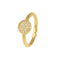 Cubic cirkónium Brass Finger Ring, Sárgaréz, arany színű aranyozott, különböző stílusokat a választás & mikro egyengetni cirkónia & a nő, Által értékesített PC