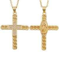 Cubic Zircon Micro Pave Brass Necklace Cross gold color plated & micro pave cubic zirconia & for woman Sold Per Approx 19.68 Inch Strand