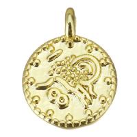 Brass Jewelry Pendants, plated, fashion jewelry & for woman, gold, nickel, lead & cadmium free, 12x16x4.50mm, Hole:Approx 3mm, 20PCs/Lot, Sold By Lot