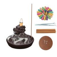 Backflow Incense Burner, Porcelain, plated, for home and office & durable, 110x110x65mm, Sold By PC