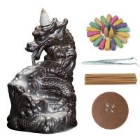 Backflow Incense Burner, Porcelain, plated, for home and office & durable, 70x80x125mm, Sold By PC
