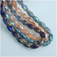 Fashion Glass Beads Drum colorful plated faceted Sold Per Approx 38 Strand