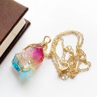 Quartz náhrdelník, Přírodní Quartz, módní šperky, multi-barevný, 2-4cm, Prodáno By Strand