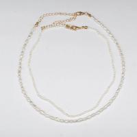 Collar de Perlas Natural de Freshwater, aleación de zinc, con Perlas cultivadas de agua dulce, chapado, dorado, Vendido para 43 cm Sarta