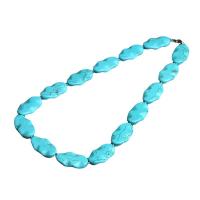 Fashion Turquoise Necklace, polished, hammered, blue, 20x15mmuff0c35x20x6mm, Length:56 cm, Sold By PC