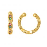 Fashion Earring Cuff and Wraps Brass gold color plated & micro pave cubic zirconia Sold By Pair