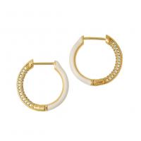 Cubic Zirconia Micro Pave Brass Earring Donut gold color plated micro pave cubic zirconia & enamel Sold By Pair