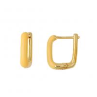 Brass Huggie Hoop Earring, Square, gold color plated, enamel, more colors for choice, 15x18x4mm, Sold By Pair