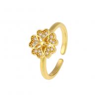 Cubic Zircon Brass Finger Ring gold color plated Adjustable & micro pave cubic zirconia Sold By PC
