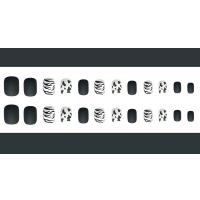 Plastic Finger Nail Decal, mat, hvid og sort, 117x68x12mm, 24pc'er/Box, Solgt af Box