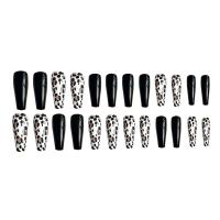 Kunststoff Nagel Aufkleber, Leopard Muster, weiß und schwarz, 117x68x12mm, 24PCs/Box, verkauft von Box