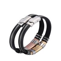 Bijoux bracelet en acier inoxydable, avec silicone, Placage, bijoux de mode & pour homme, plus de couleurs à choisir, 215mm, Vendu par PC