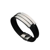 PU Leather Cord Bracelets Stainless Steel with PU Leather plated fashion jewelry & for man Sold By PC