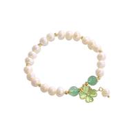 Freshwater Cultured Pearl Bracelet, with Rose Quartz, real gold plated, more colors for choice, 13mm, Sold By PC