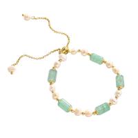 Freshwater Cultured Pearl Bracelet, with Chalcedony, real gold plated, more colors for choice, 12mm, Length:15.6 cm, Sold By PC