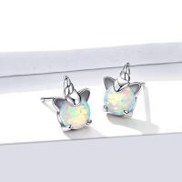 Brass Stud Earring with Opal fashion jewelry white Sold By Pair