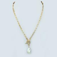Natural Freshwater Pearl Necklace Zinc Alloy with Freshwater Pearl plated 450mm Sold By PC