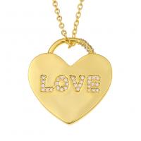 Cubic Zircon Micro Pave Brass Necklace Heart gold color plated & micro pave cubic zirconia & for woman Sold Per Approx 19.68 Inch Strand