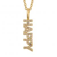 Cubic Zircon Micro Pave Brass Necklace, Alphabet Letter, gold color plated, different styles for choice & micro pave cubic zirconia & for woman, Sold Per Approx 19.68 Inch Strand