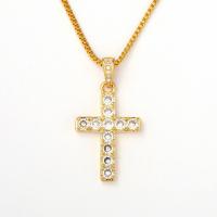 Cubic Zircon Micro Pave Brass Necklace, Cross, plated, micro pave cubic zirconia & for woman, more colors for choice, 18x32mm, Sold Per Approx 21.65 Inch Strand