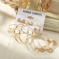 Zinc Alloy Earring Set with Plastic Pearl 6 pieces & fashion jewelry & for woman nickel lead & cadmium free Sold By Bag