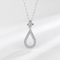 925 Sterling Silver Necklaces, fashion jewelry & for woman & with rhinestone, silver color, nickel, lead & cadmium free, 9*20mm,40+5cm, Sold By Strand