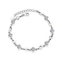 925 Sterling Silver Bangle Bracelet, with 1.18inch extender chain, fashion jewelry & for woman & with rhinestone, silver color, nickel, lead & cadmium free, 5.50mm, Sold Per 6.5 Inch Strand