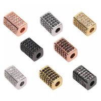 Cubic Zirconia Micro Pave Brass Beads, plated, with cubic zirconia, more colors for choice, 6x10mm, Sold By PC