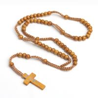 Rosary Necklace, Wood, polished, more colors for choice, 7x8mm, Sold Per 30 cm Strand