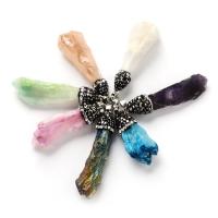 Gemstone Pendants Jewelry, Stone, irregular, with rhinestone, more colors for choice, 35-60mm, Sold By PC