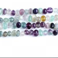 Fluorit Beads, Uregelmæssig, du kan DIY, flerfarvede, 7x11mm, Solgt af Strand