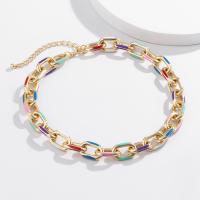 Fashion Necklace Jewelry, Aluminum, gold color plated, different styles for choice & for woman & enamel, Sold By Strand