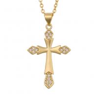 Cubic Zircon Micro Pave Brass Necklace Cross gold color plated micro pave cubic zirconia Sold Per Approx 19.68 Inch Strand