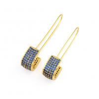 Cubic Zirconia Micro Pave Brass Earring, gold color plated, micro pave cubic zirconia & for woman, more colors for choice, 8x38mm, Sold By Pair