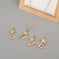 Cubic Zircon Micro Pave Brass Necklace Alphabet Letter gold color plated & micro pave cubic zirconia & for woman Sold Per Approx 19.68 Inch Strand
