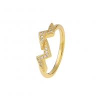 Cubic Zircon Brass δάχτυλο του δακτυλίου, Ορείχαλκος, χρώμα επίχρυσο, Ρυθμιζόμενο & διαφορετικά στυλ για την επιλογή & μικρο ανοίξει κυβικά ζιρκονία & για τη γυναίκα, 3x20mm, Sold Με Ζεύγος