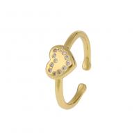 Messing Cuff fingerring, guldfarve belagt, Justerbar & forskellige stilarter for valg & Micro Pave cubic zirconia & for kvinde, 3x20mm, Solgt af PC