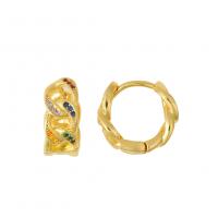 Befestiger Zirkonia Messing Ohrring, goldfarben plattiert, Micro pave Zirkonia & für Frau, keine, 8x17mm, verkauft von Paar