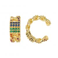 Trendy ear cuffs, Messing, gold plated, micro pave zirconia & voor vrouw, meer kleuren voor de keuze, 6x15mm, Verkocht door pair