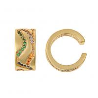 Fashion Øreringe Cuff, Messing, guldfarve belagt, Micro Pave cubic zirconia & for kvinde, flere farver til valg, 8x15mm, Solgt af par