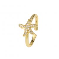 Brass Cuff Finger Ring gold color plated & micro pave cubic zirconia & for woman Sold By PC