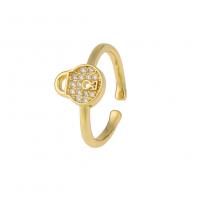 Brass Cuff Finger Ring gold color plated & micro pave cubic zirconia & for woman Sold By PC