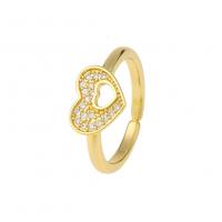 Brass Cuff Finger Ring, gold color plated, different styles for choice & micro pave cubic zirconia & for woman, 3x20mm, Sold By PC