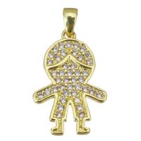 Cubic Zirconia Micro Pave Brass Pendant, plated, fashion jewelry & for woman, gold, nickel, lead & cadmium free, 13.50x20x1.50mm, Hole:Approx 2.5mm, 20PCs/Lot, Sold By Lot