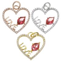 Cubic Zirconia Micro Pave Brass Pendant Heart plated fashion jewelry & micro pave cubic zirconia & for woman nickel lead & cadmium free Sold By Lot